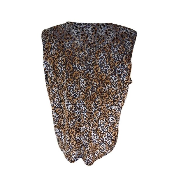 Tanjay Burnout Velvet Tank Top Womens Large Brown Leopard Cheetah Animal Print - Picture 5 of 8